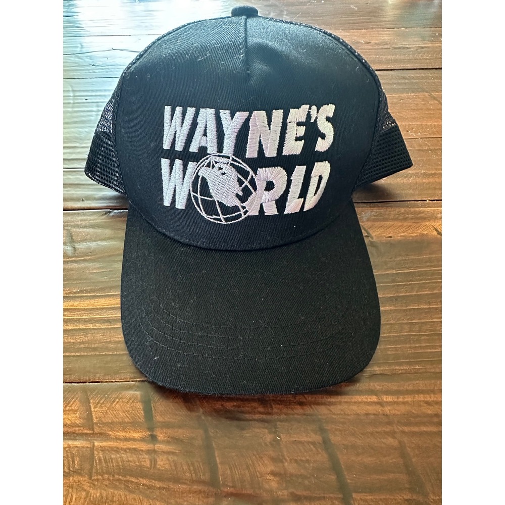 Waynes World Trucker Hat Black Mesh Snapback Movie Logo Baseball Cap Halloween